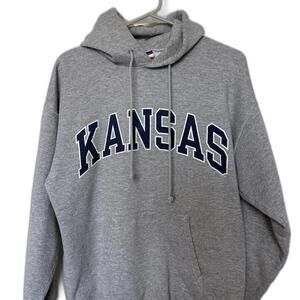 Vintage Champions "KANSAS" gray pullover hoodie. Unisex